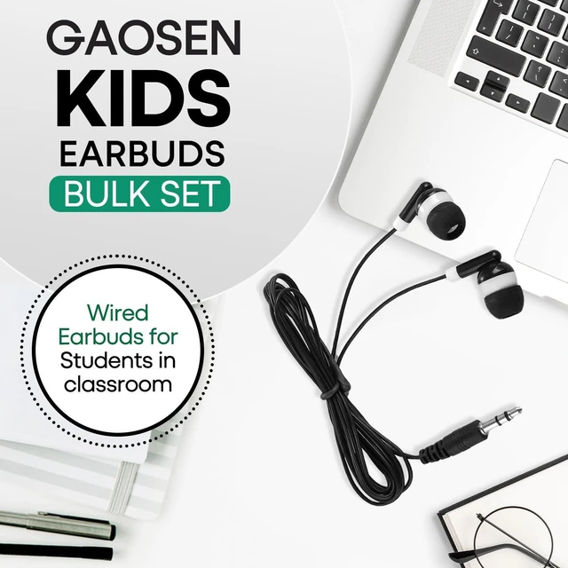 Alt view image 2 of 7 - Bulk Earbuds Headphones 100 Pack for Kids School Classroom,Black Dot in-Ear Earphones,Student Wired Ear Buds with 3.5 mm Jack for Computer Chromebook Laptop PC(GS01,100 Black)