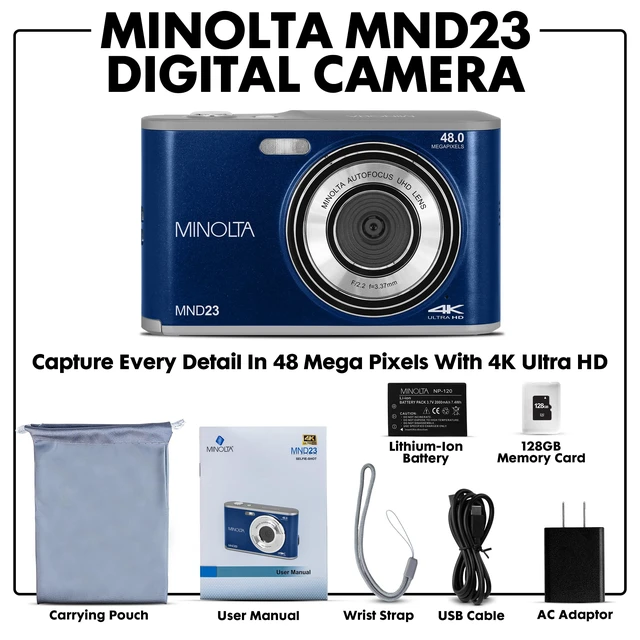 Alt view image 2 of 7 - MND23 4K Selfie Digital Camera - Blue Capture sharp photos and video with intuitive controls for travel, family and everyday moments