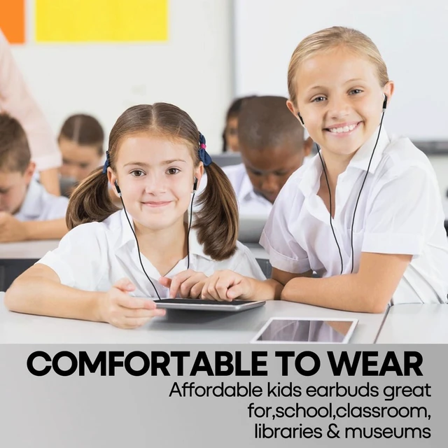 Alt view image 6 of 7 - Bulk Earbuds Headphones 100 Pack for Kids School Classroom,Black Dot in-Ear Earphones,Student Wired Ear Buds with 3.5 mm Jack for Computer Chromebook Laptop PC(GS01,100 Black)