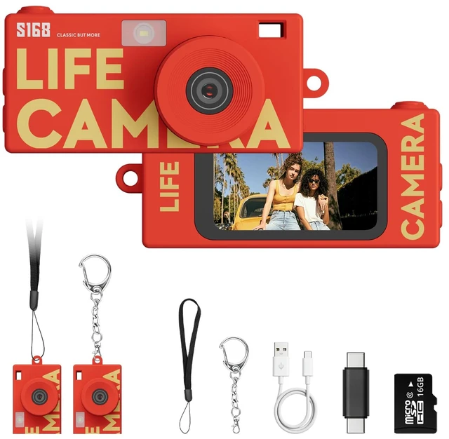 Main image of Mini Keychain Digital Camera, 16GB Card, Y2K Retro Tiny Camera 1440P Video, 2MP Photos, 1.47-Inch IPS Screen, Built-In Flash, Filters, Pocket Size for Kids, Teens, Travel and Vlogging