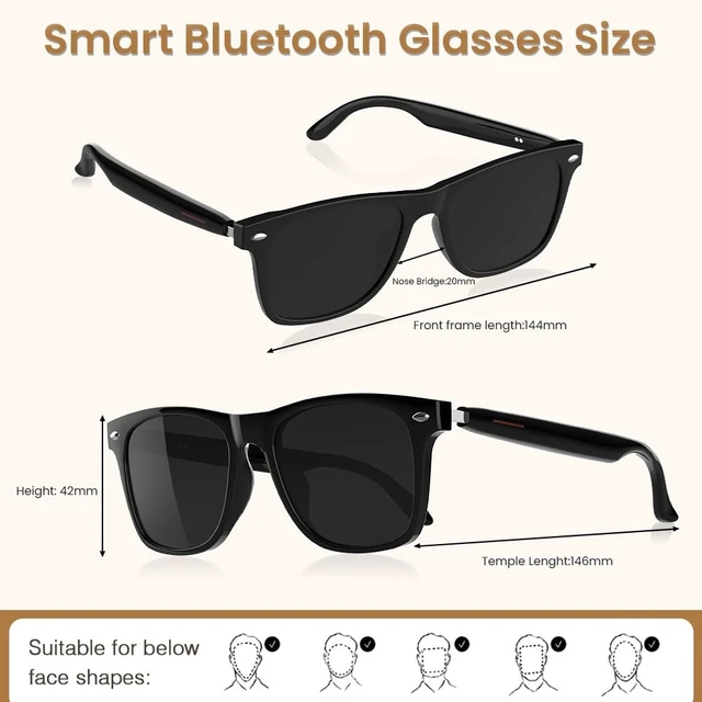Alt view image 3 of 7 - Bluetooth Audio Smart Glasses for Women Men,Polarized Sunglasses Bluetooth Sunglasses with Open Ear Speaker,Voice Control, Hands-Free Calls & Built-in Mic for iPhone Android Music/Work