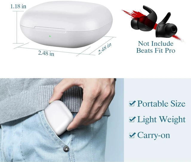 Alt view image 6 of 7 - Wireless Charging Case Compatible for Beats Fit Pro, Portable Charger Case Replacement with Bluetooth Pairing Sync Button, 700mAh Built-in Battery (Not Included Earbuds) (White)