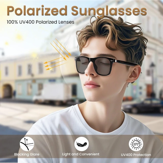 Alt view image 5 of 7 - Bluetooth Audio Smart Glasses for Women Men,Polarized Sunglasses Bluetooth Sunglasses with Open Ear Speaker,Voice Control, Hands-Free Calls & Built-in Mic for iPhone Android Music/Work