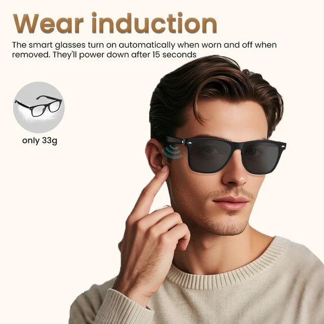 Alt view image 6 of 7 - Bluetooth Audio Smart Glasses for Women Men,Polarized Sunglasses Bluetooth Sunglasses with Open Ear Speaker,Voice Control, Hands-Free Calls & Built-in Mic for iPhone Android Music/Work