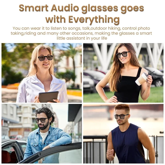 Alt view image 7 of 7 - Bluetooth Audio Smart Glasses for Women Men,Polarized Sunglasses Bluetooth Sunglasses with Open Ear Speaker,Voice Control, Hands-Free Calls & Built-in Mic for iPhone Android Music/Work