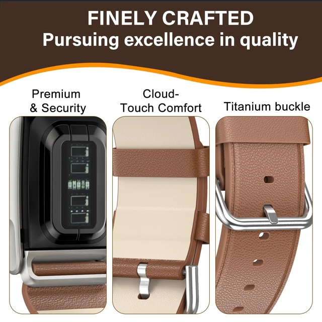 Alt view image 2 of 7 - Leather Band Compatible with Whoop 5.0 Bands One, Peak and Life/MG Genuine Leather Rugged Durable Replacement Wristbands Straps for Whoop 5.0 Band Women Men Not Compatible with Gen 4