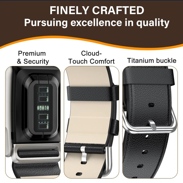 Alt view image 2 of 7 - Leather Band Compatible with Whoop 5.0 Bands One, Peak and Life/MG Genuine Leather Rugged Durable Replacement Wristbands Straps for Whoop 5.0 Band Women Men Not Compatible with Gen 4