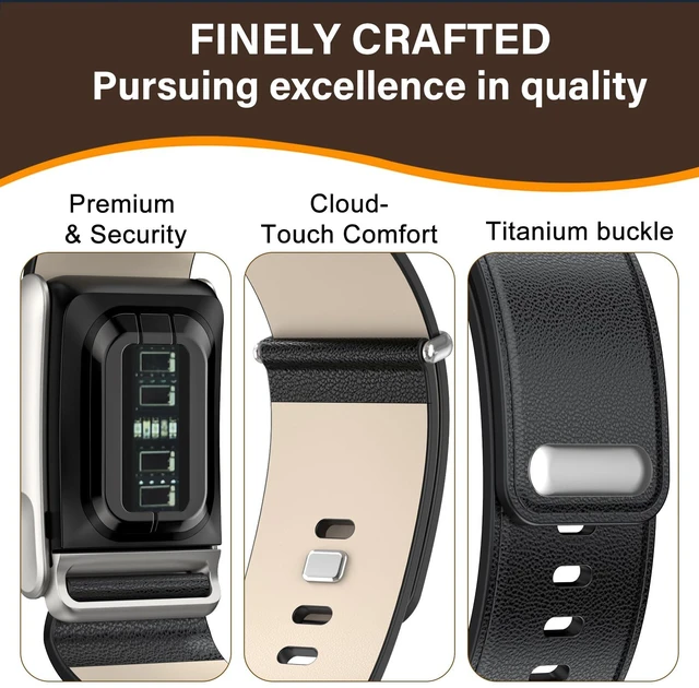 Alt view image 2 of 7 - Leather Band Compatible with Whoop 5.0 Bands One, Peak and Life/MG Genuine Leather Rugged Durable Replacement Wristbands Straps for Whoop 5.0 Band Women Men Not Compatible with Gen 4
