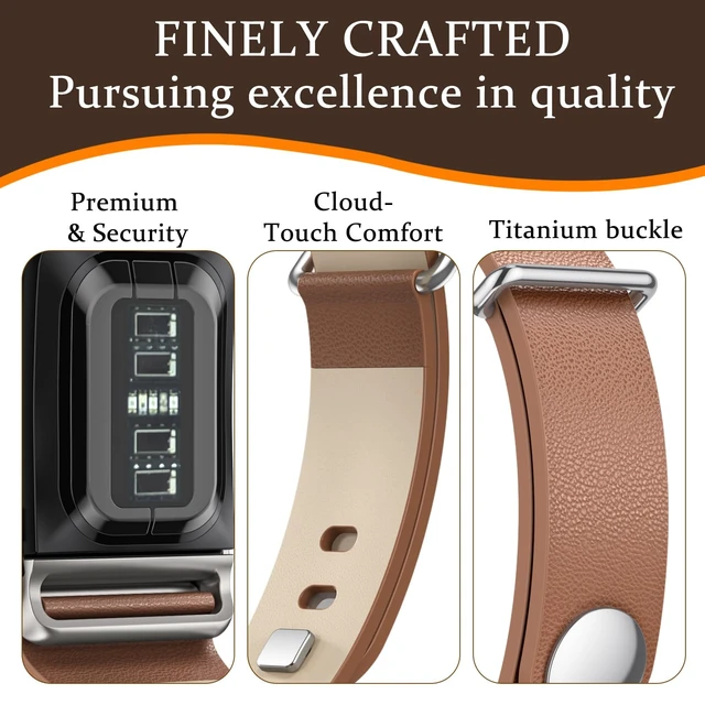 Alt view image 2 of 7 - Leather Band Compatible with Whoop 5.0 Bands One, Peak and Life/MG Genuine Leather Rugged Durable Replacement Wristbands Straps for Whoop 5.0 Band Women Men Not Compatible with Gen 4