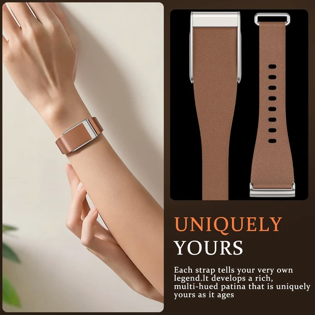 Alt view image 3 of 7 - Leather Band Compatible with Whoop 5.0 Bands One, Peak and Life/MG Genuine Leather Rugged Durable Replacement Wristbands Straps for Whoop 5.0 Band Women Men Not Compatible with Gen 4