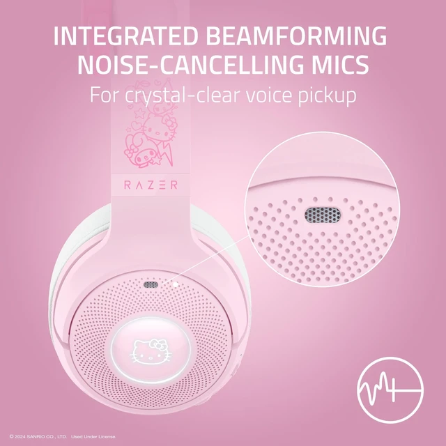 Alt view image 5 of 7 - Kraken Kitty V2 BT Wireless RGB Headset: Chroma RGB - Bluetooth 5.2-40 mm Drivers - 40 Hr Battery w/Type C Charging - Hello Kitty & Friends Edition