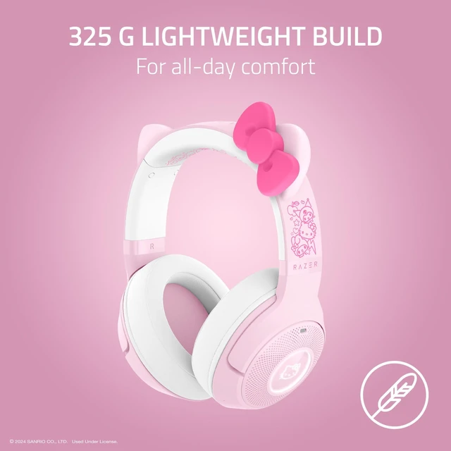Alt view image 6 of 7 - Kraken Kitty V2 BT Wireless RGB Headset: Chroma RGB - Bluetooth 5.2-40 mm Drivers - 40 Hr Battery w/Type C Charging - Hello Kitty & Friends Edition