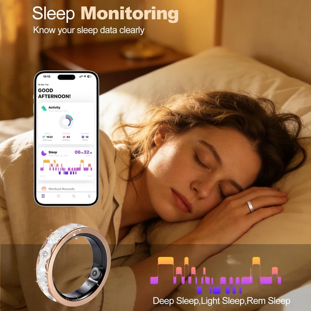 Alt view image 3 of 7 - Smart Ring for Women Fitness Health Sleep Tracker White Size 10 No Subscription Fee,128+ Sports, Stress & Sleep Monitor, Heart Rate &Women's Health,IP68 Waterproof, Android/iOS Compatible