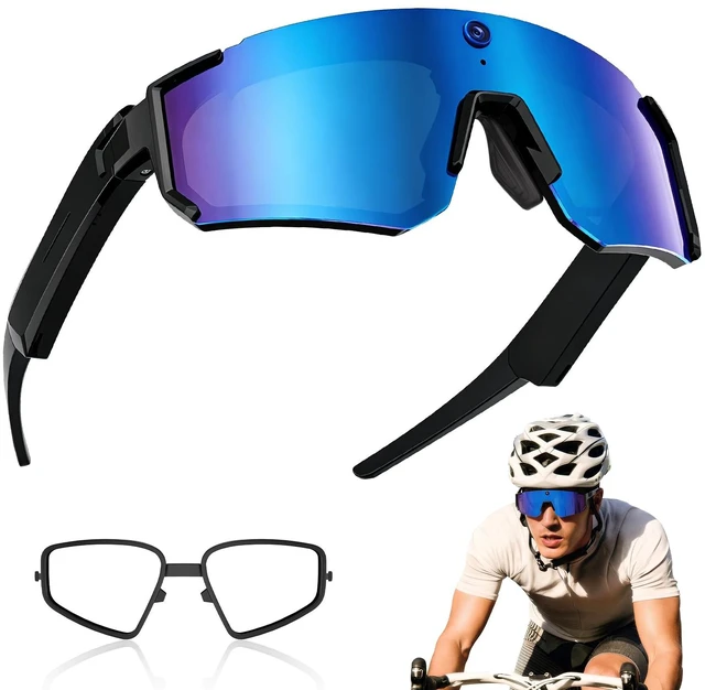 Main image of Smart Glasses with Camera and Bluetooth, Polarized Sunglasses Pov Glasses with 32MP Anti-Shake Camera, EIS Stabilization, IP64 Waterproof Sports Sunglasses for Cycling Running Hiking Baseball
