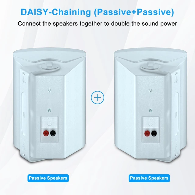 Alt view image 4 of 6 - 6.5 Inch 400W Indoor Outdoor Speakers Wired Waterproof Passive with Powerful Bass,Wall Mount Speakers for Patio Garage Covered Deck,All-Weather Durability(Pair,White)