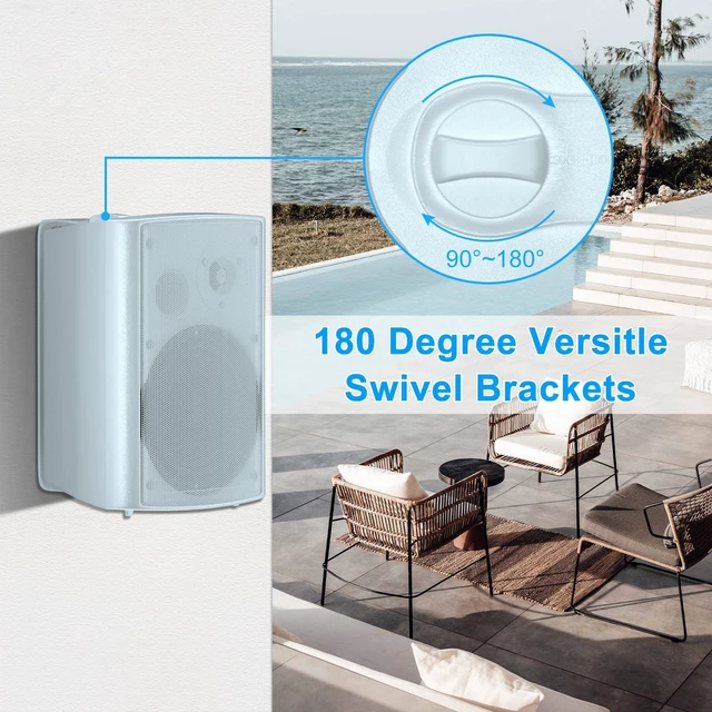 Alt view image 3 of 6 - 6.5 Inch 400W Indoor Outdoor Speakers Wired Waterproof Passive with Powerful Bass,Wall Mount Speakers for Patio Garage Covered Deck,All-Weather Durability(Pair,White)