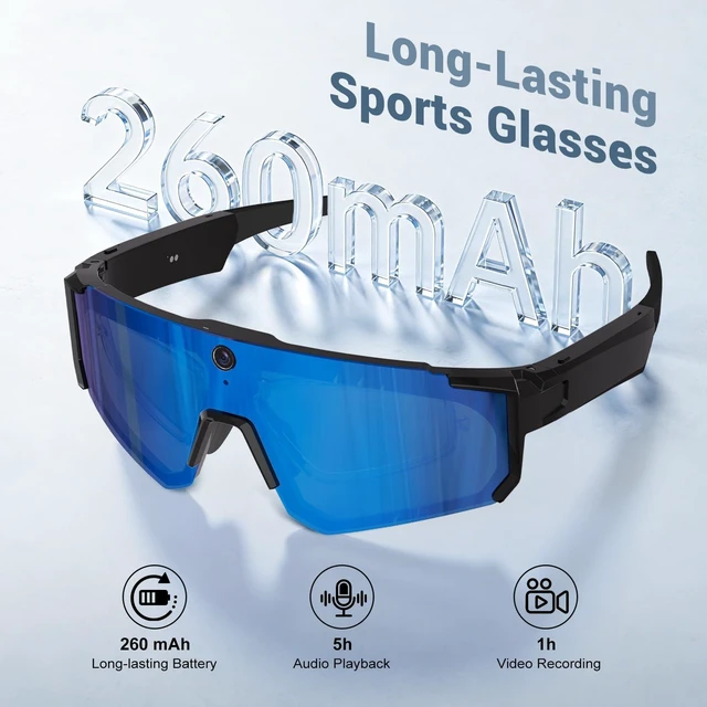 Alt view image 7 of 7 - Smart Glasses with Camera and Bluetooth, Polarized Sunglasses Pov Glasses with 32MP Anti-Shake Camera, EIS Stabilization, IP64 Waterproof Sports Sunglasses for Cycling Running Hiking Baseball
