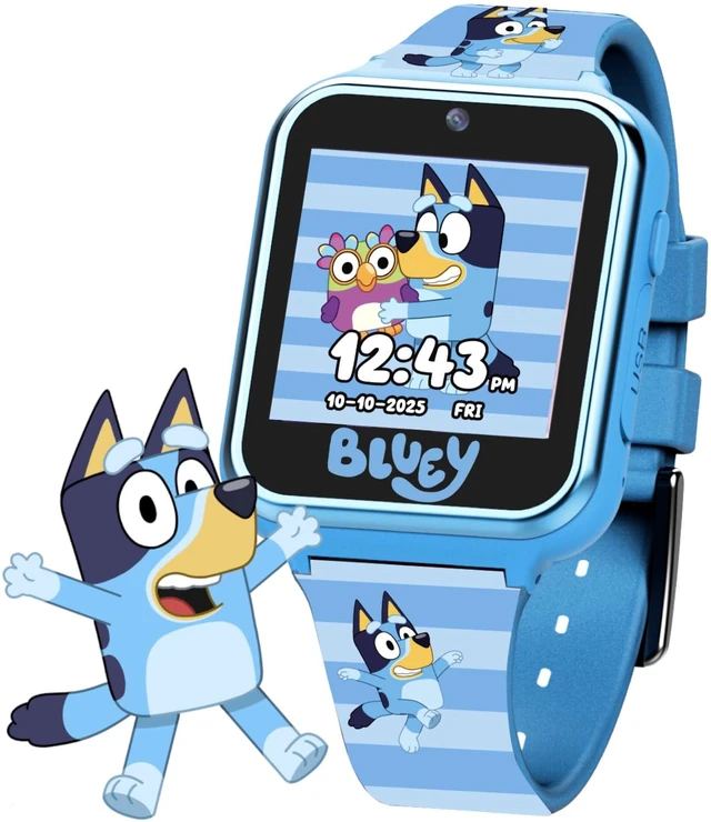 Main image of Bluey Kids Smartwatch with Camera, Games, Pedometer and Audio Recorder for Creative Play and Learning, 1.5" Touchscreen, Blue, Fits 5.5"-8.0" Wrists, for Boys and Girls Ages 3+