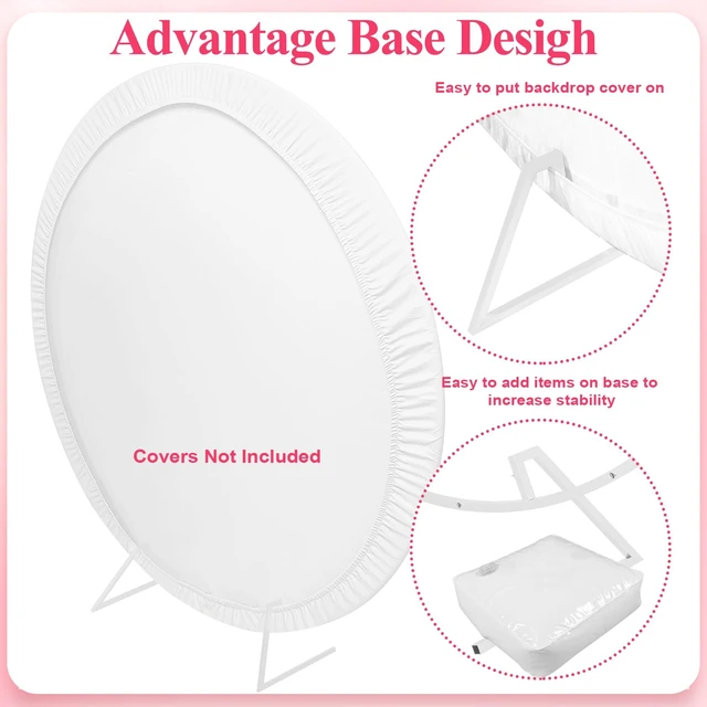 Alt view image 3 of 7 - Round Backdrop Stand 7.2FT White Metal Circle Balloon Arch Frame Metal Circle Backdrop Stand Gold Round Arch for Wedding Birthday Party Bridal Baby Shower Anniversary Event Ceremony