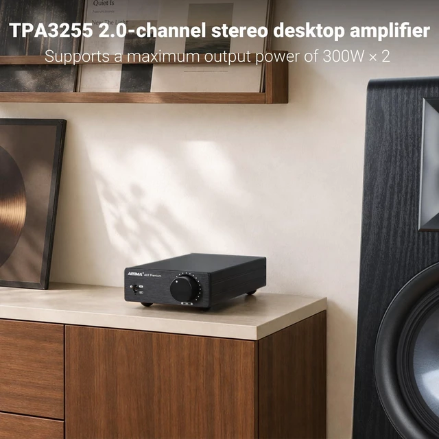 Alt view image 3 of 7 - A07 Premium TPA3255 Power Stereo Amplifier with AUX Pre-Out 300W*2 Swappable Op-Amp 2 channel Desktop integrated Class D Stereo HiFi Amp For Passive Bookshelf Speaker & 2.0/2.1 Home theater