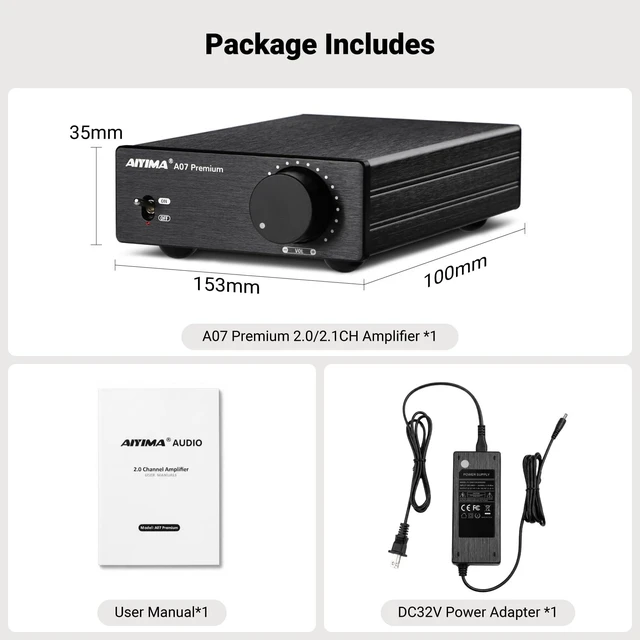 Alt view image 7 of 7 - A07 Premium TPA3255 Power Stereo Amplifier with AUX Pre-Out 300W*2 Swappable Op-Amp 2 channel Desktop integrated Class D Stereo HiFi Amp For Passive Bookshelf Speaker & 2.0/2.1 Home theater