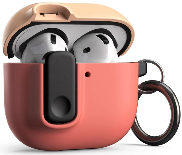 Main image of Modern Lock for AirPods 5/4 Case - Peach & Coral Secure Lock Design Rugged Protection AirPods 5/4 Case