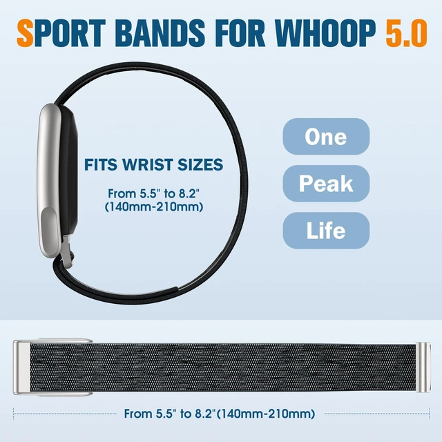 Alt view image 6 of 7 - Soft Stretchy Sport Bands for Whoop 5.0, One, Peak, and MG/Life Women Men Comfortable Superknit Strap Wristband for Whoop Bands 5.0 Fitness Activity Tracker 3 Pack, NOT for Whoop 4.0,Black/Blue/Grey