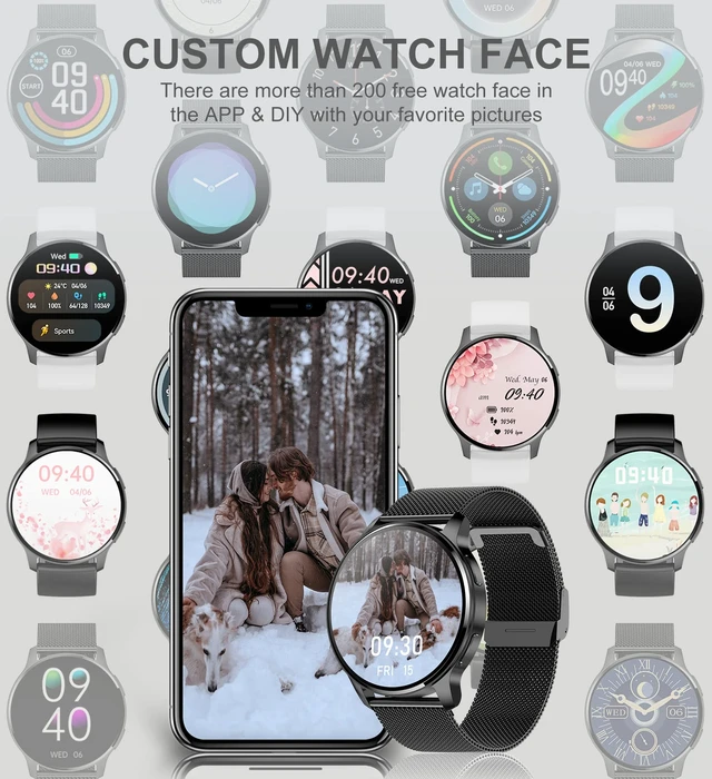 Alt view image 3 of 6 - Smart Watch for Women Men, Bluetooth Call Fitness Tracker for Android and iOS Phones Waterproof Smartwatch with 1.32" HD Full Touch Screen AI Voice Control Heart Rate Sleep Monitor Pedometer, Black