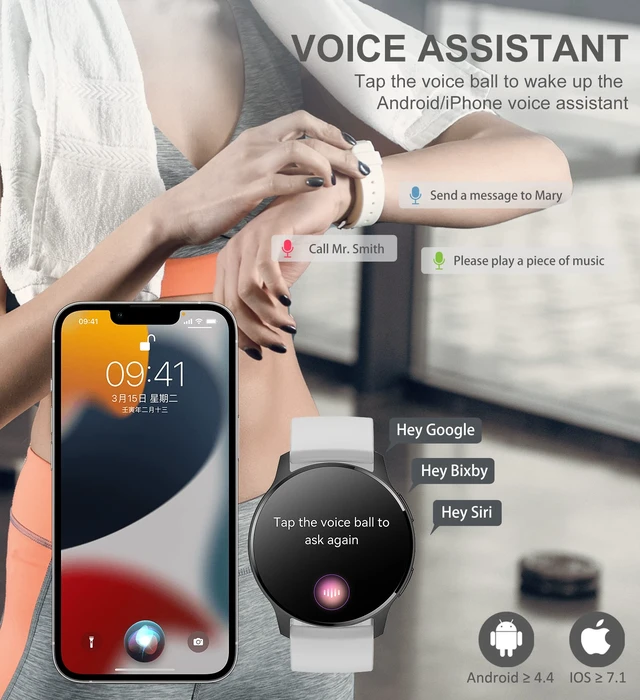 Alt view image 4 of 6 - Smart Watch for Women Men, Bluetooth Call Fitness Tracker for Android and iOS Phones Waterproof Smartwatch with 1.32" HD Full Touch Screen AI Voice Control Heart Rate Sleep Monitor Pedometer, Black