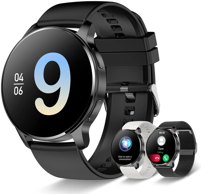 Main image of Smart Watch for Women Men, Bluetooth Call Fitness Tracker for Android and iOS Phones Waterproof Smartwatch with 1.32" HD Full Touch Screen AI Voice Control Heart Rate Sleep Monitor Pedometer, Black