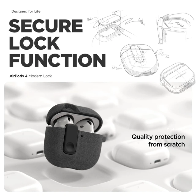 Alt view image 4 of 7 - Modern Lock for AirPods 5/4 Case - Peach & Coral Secure Lock Design Rugged Protection AirPods 5/4 Case