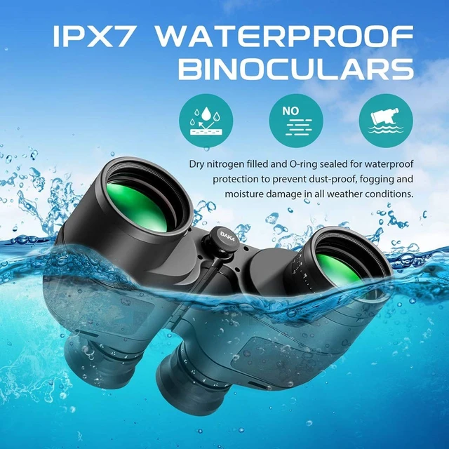 Alt view image 2 of 7 - Waterproof Military 7x50 Marine Binoculars, Binoculars with w/Internal Rangefinder & Compass for Navigation,Boating(Black)