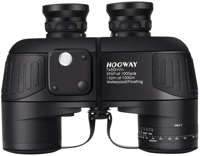 Main image of Waterproof Military 7x50 Marine Binoculars, Binoculars with w/Internal Rangefinder & Compass for Navigation,Boating(Black)