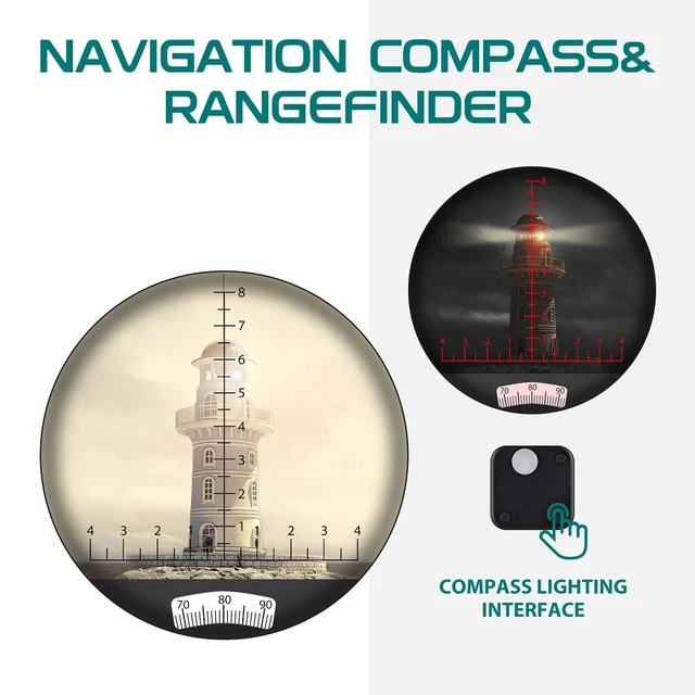 Alt view image 5 of 7 - Waterproof Military 7x50 Marine Binoculars, Binoculars with w/Internal Rangefinder & Compass for Navigation,Boating(Black)