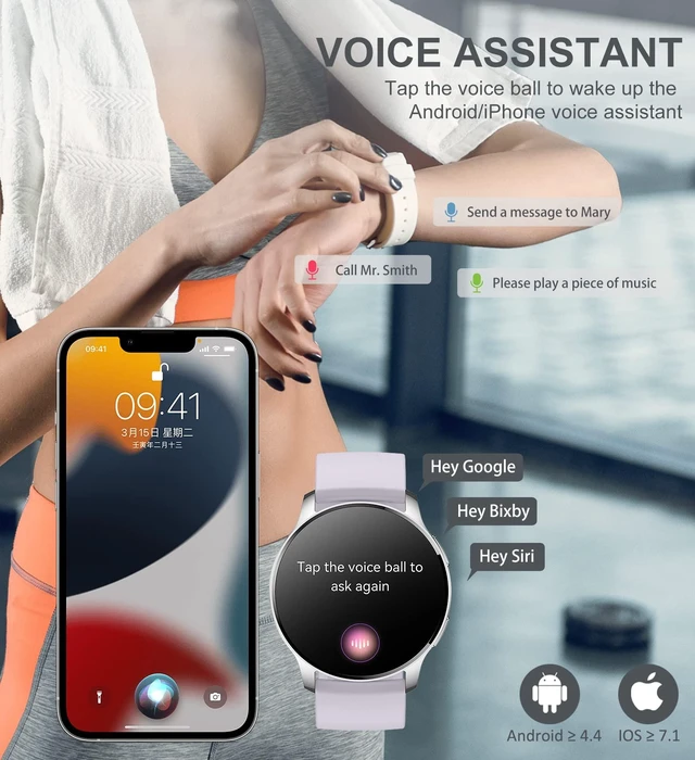 Alt view image 4 of 7 - Smart Watch for Women (Answer/Make Call), Fitness Tracker for Android and iOS Phones Waterproof Smartwatch with 1.32" HD Full Touch Screen AI Voice Control Heart Rate Sleep Monitor Pedometer, Silver