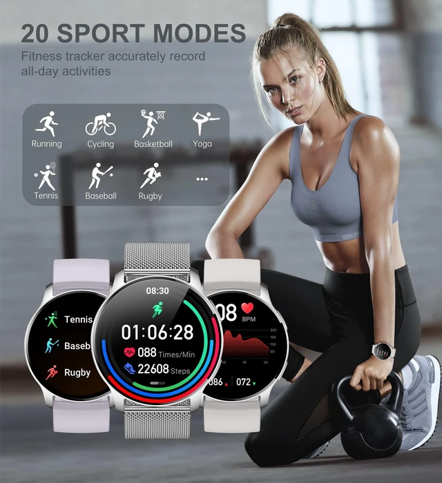 Alt view image 5 of 7 - Smart Watch for Women (Answer/Make Call), Fitness Tracker for Android and iOS Phones Waterproof Smartwatch with 1.32" HD Full Touch Screen AI Voice Control Heart Rate Sleep Monitor Pedometer, Silver