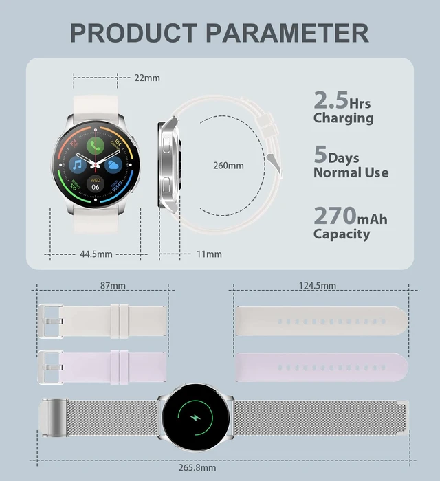 Alt view image 7 of 7 - Smart Watch for Women (Answer/Make Call), Fitness Tracker for Android and iOS Phones Waterproof Smartwatch with 1.32" HD Full Touch Screen AI Voice Control Heart Rate Sleep Monitor Pedometer, Silver