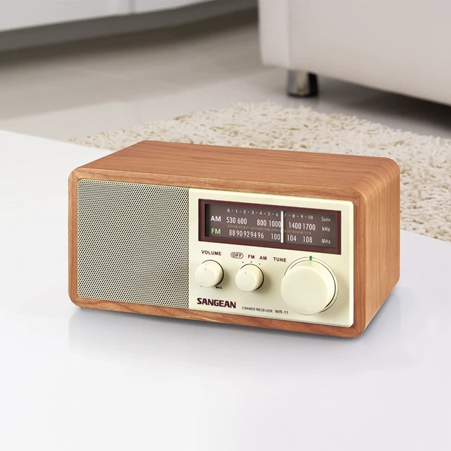 Alt view image 6 of 7 - WR-11 Wood Cabinet AM/FM Tabletop Analog Radio, Powerful Speaker