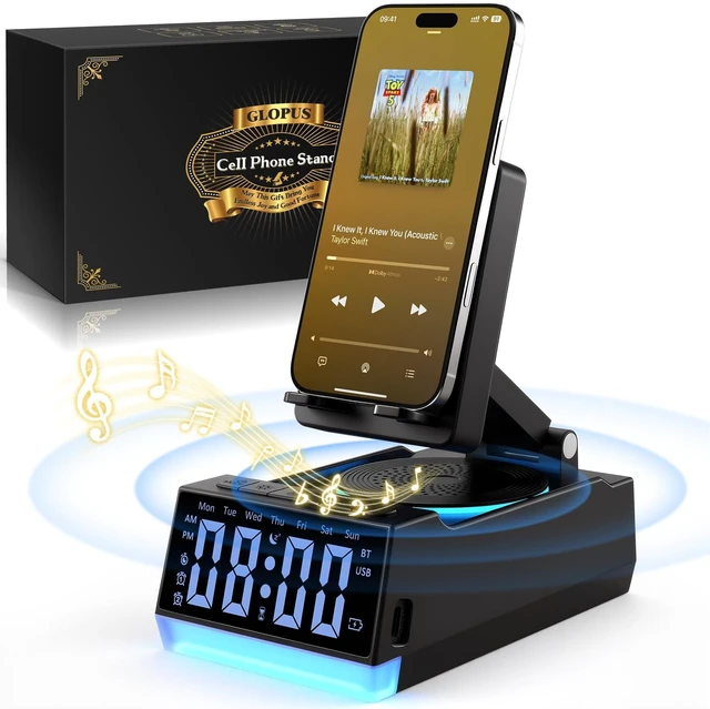 Main image of Birthday Gifts for Men Women, 7-in-1 Portable Bluetooth Speakers with Cell Phone Stand, Unique Gifts for Him Dad Husband Boyfriend, Wireless Induction Speaker, 10 LED Light