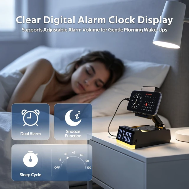 Alt view image 4 of 7 - Birthday Gifts for Men Women, 7-in-1 Portable Bluetooth Speakers with Cell Phone Stand, Unique Gifts for Him Dad Husband Boyfriend, Wireless Induction Speaker, 10 LED Light