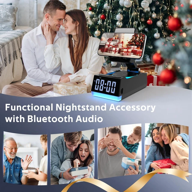 Alt view image 6 of 7 - Birthday Gifts for Men Women, 7-in-1 Portable Bluetooth Speakers with Cell Phone Stand, Unique Gifts for Him Dad Husband Boyfriend, Wireless Induction Speaker, 10 LED Light
