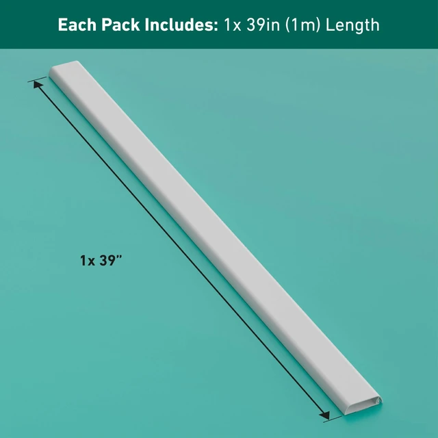 Alt view image 4 of 7 - TV Wall Mount Cord Hider, Hide Mounted TV Cables, Wire Covers, Self Adhesive Cover for Cords, Paintable, Low Profile, Seamless Cable Raceway - 2.36in W x 0.59in H x 39in L - White