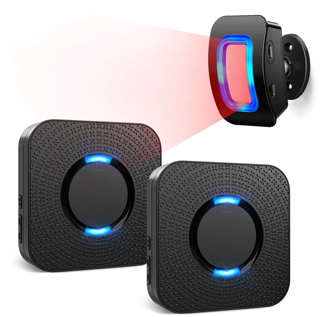 Main image of Wireless Motion Sensor LED Light - Motion Detector Alarm Chimes Door Sensor 500 FT Range Security Alert Monitor System for Home, Business, Store, Office, School