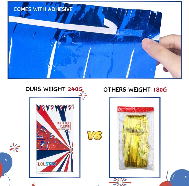 Alt view image 5 of 7 - 4th of July Decorations Red White Blue Foil Fringe Curtains, 5Pack Patriotic Photobooth Props, Party Backdrop, Fourth of July Streamers, USA Themed Labor Day, Veterans Day, Election Day Decor