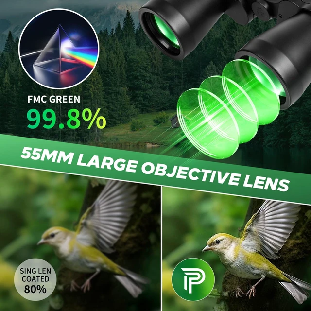 Alt view image 4 of 7 - 20x55 Binoculars for Adults High Powered,with Phone Adapter Large View Waterproof Optics with Clear Low Light Vision, Easy Focus for Hunting, Bird Watching, Concerts, Sports