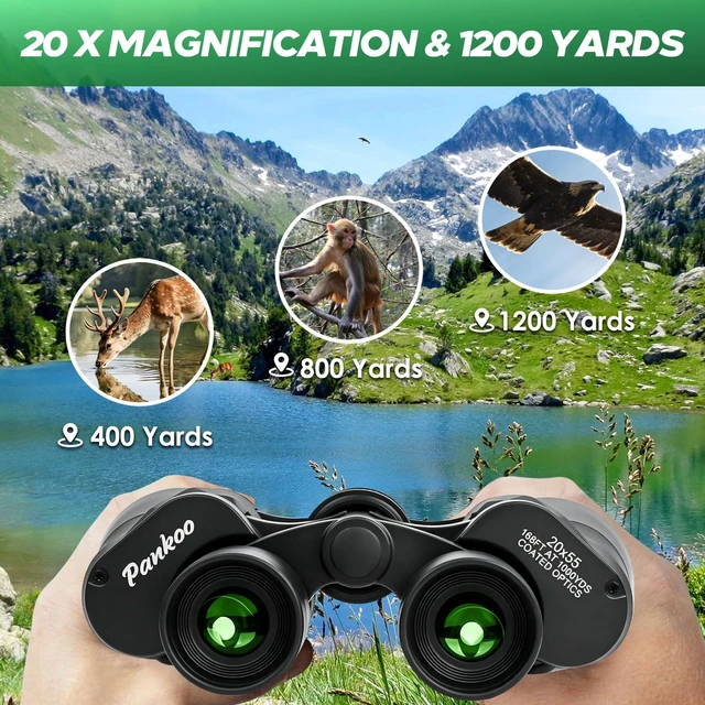 Alt view image 3 of 7 - 20x55 Binoculars for Adults High Powered,with Phone Adapter Large View Waterproof Optics with Clear Low Light Vision, Easy Focus for Hunting, Bird Watching, Concerts, Sports
