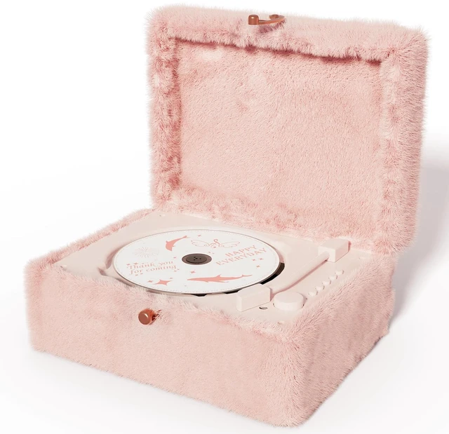 Main image of Plush Fuzzy Pink CD Player with Bluetooth, Remote Control