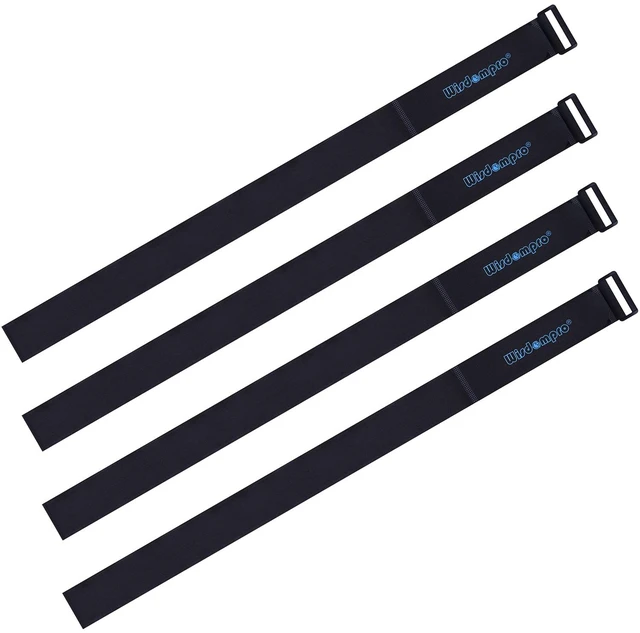 Main image of Extra Large 4 Pack 2 x 60" Hook & Loop Tie Down Straps Heavy Duty Durable Nylon, Reusable, Long, Wide, Black, Functional, Adjustable Fastening Cinch Strap Cable Cord for Home, Office, Outdoor