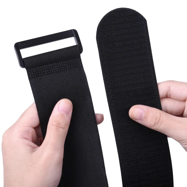 Alt view image 2 of 7 - Extra Large 4 Pack 2 x 37" Hook & Loop Tie Down Straps Heavy Duty Durable Nylon, Reusable, Long, Wide, Black, Functional, Adjustable Fastening Cinch Strap Cable Cord for Home, Office, Outdoor