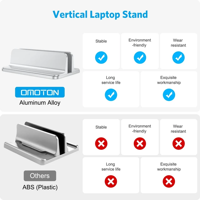 Alt view image 2 of 7 - Vertical Laptop Stand Holder, Adjustable Dock for MacBook, Silver Aluminum Stand for MacBook Stand, Fits Chromebook & Gaming Laptops up to 17.3 in, Office Desk Organization, Space-Saving